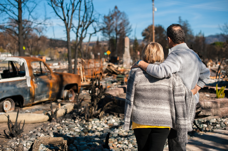 Homes destroyed by wildfires.